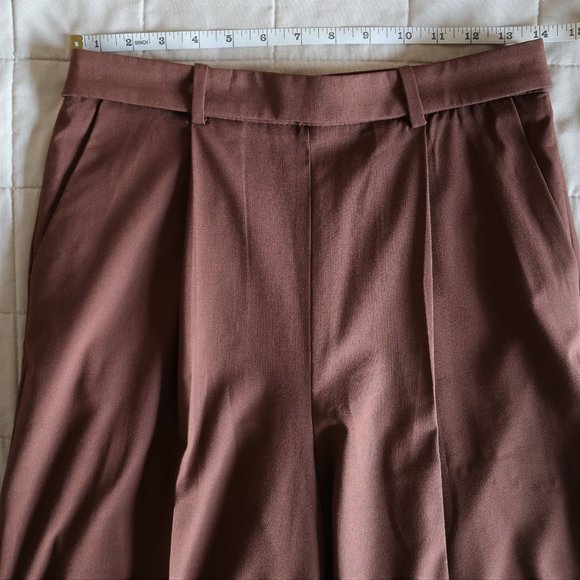Brown Pleated Straight Leg Trouser Dress Pant NWOT - Picture 5 of 11